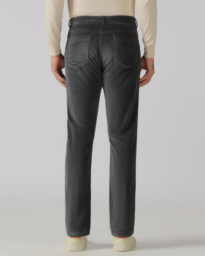 Grey Corduroy Solid Khakis - Veil