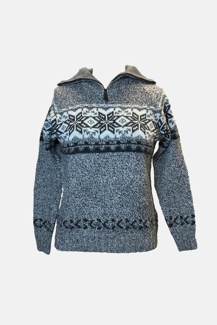 Grey & White Quarterzip Sweater image 0