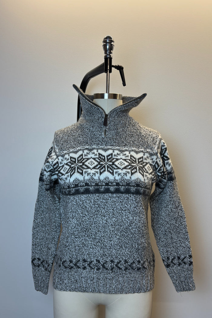 Grey & White Quarterzip Sweater image 1