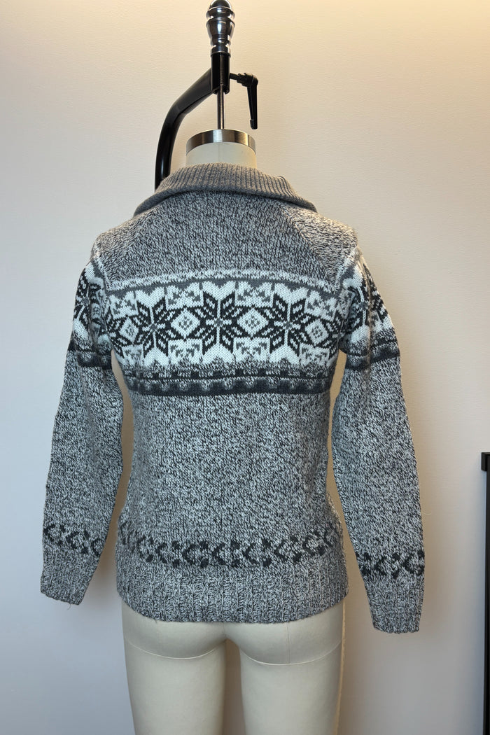 Grey & White Quarterzip Sweater image 2