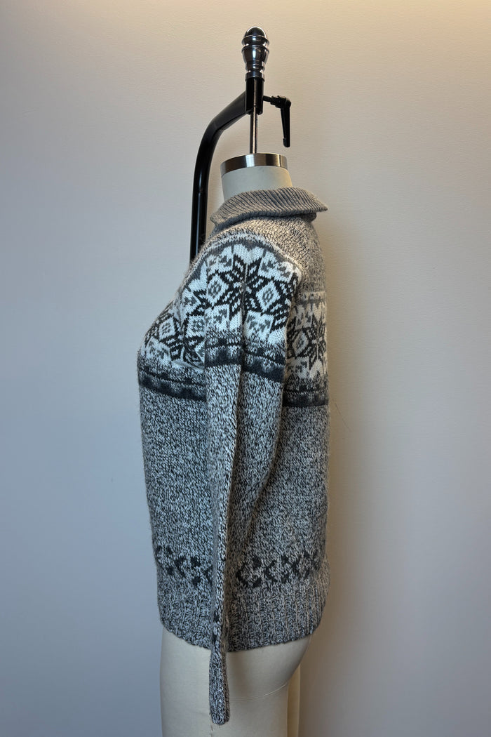 Grey & White Quarterzip Sweater image 3