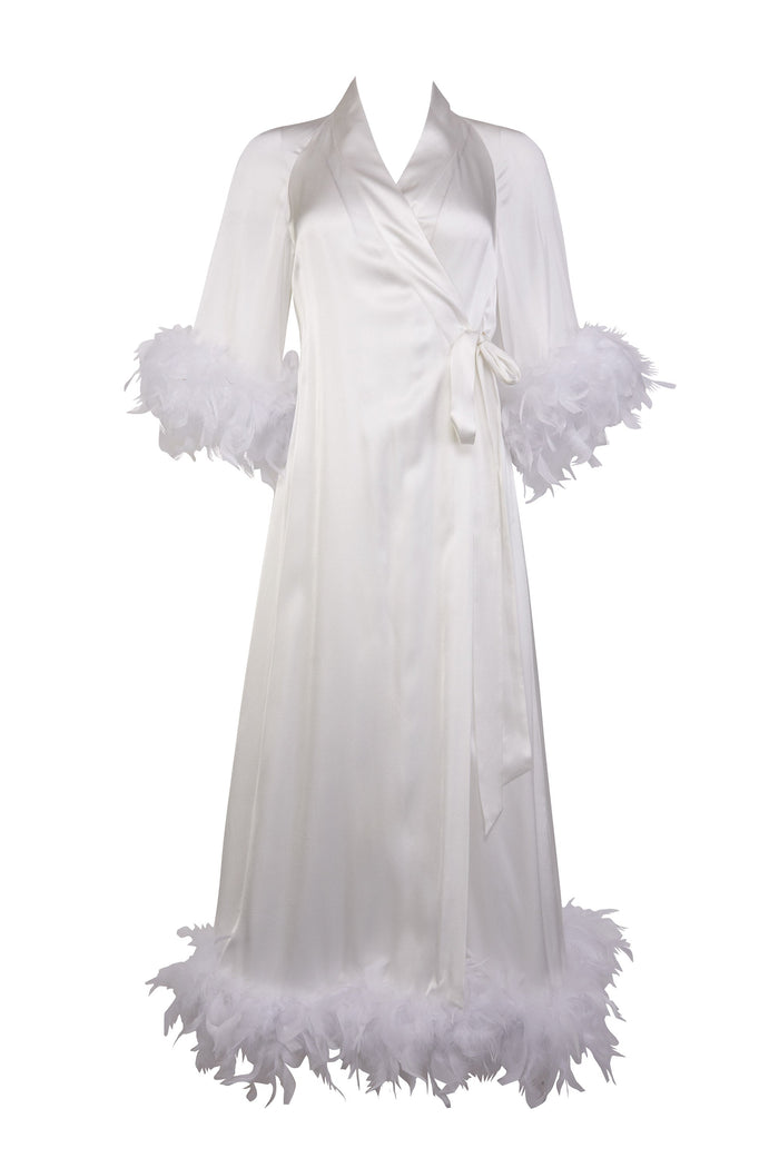 Hebe Ostrich Feather Robe - Off-White