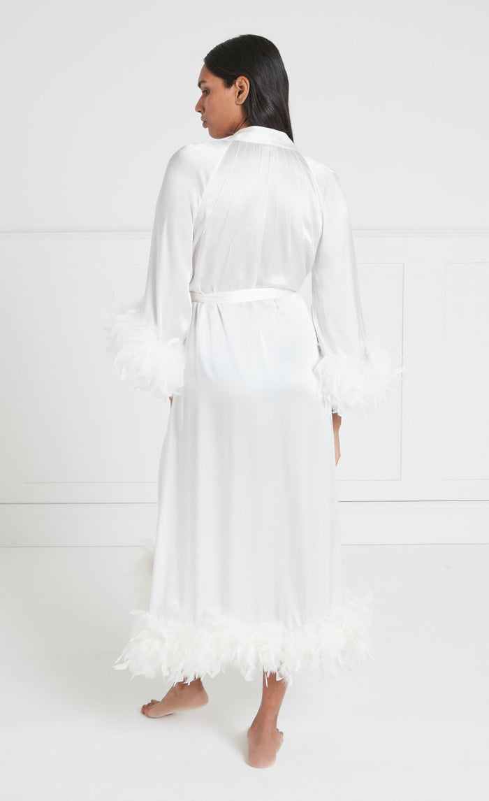 Hebe Ostrich Feather Robe - Off-White