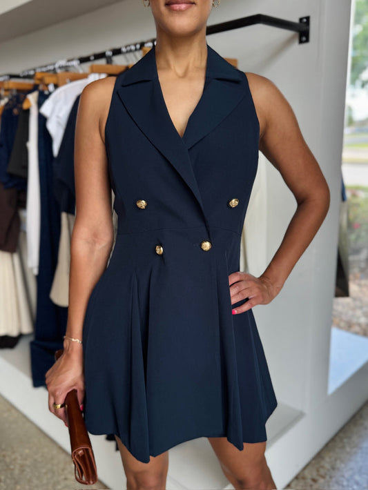 Helena Navy Suiting Blazer Dress