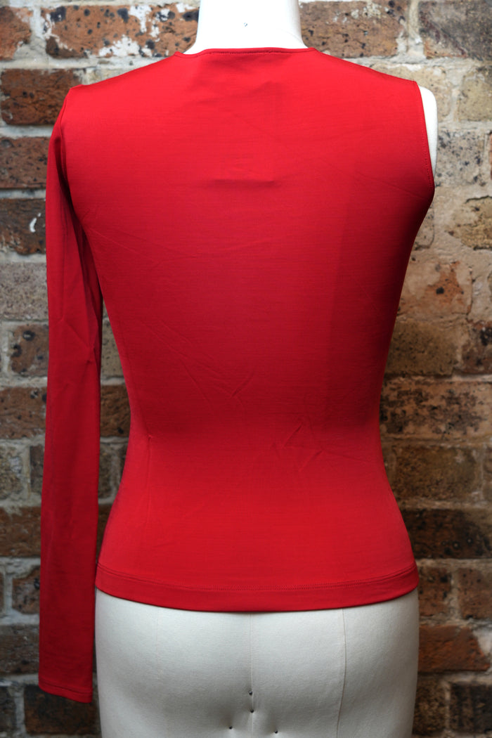 Helmut Lang One Sleeve Red Top image 1