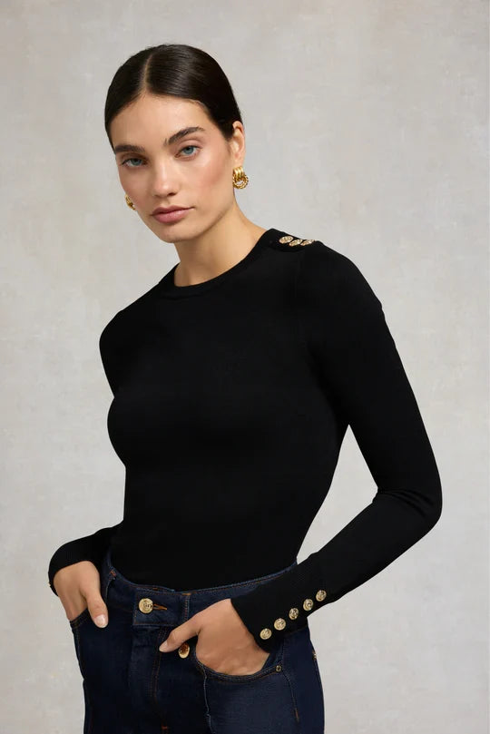 Holland Cooper Buttoned Knit Crew Neck