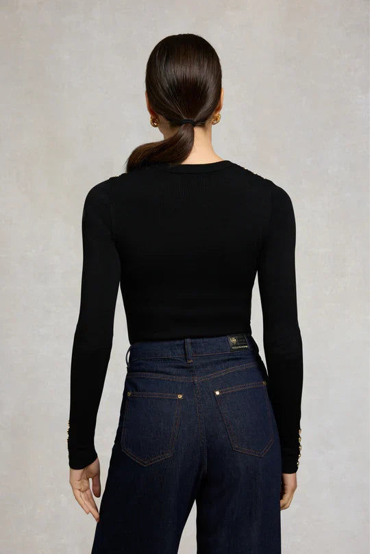 Holland Cooper Buttoned Knit Crew Neck