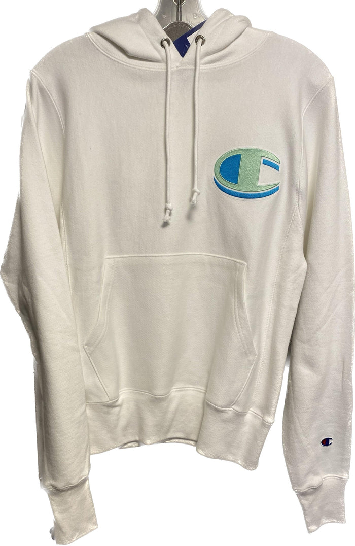 Hoodie blanc logo vert champion