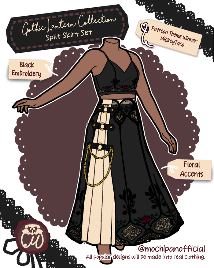 (Interest Check) Gothic Lantern Crop Top & Split Skirt