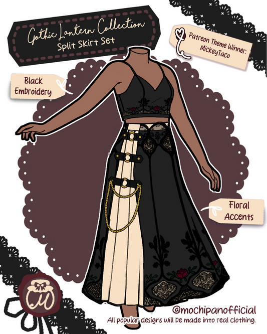 (Interest Check) Gothic Lantern Crop Top & Split Skirt