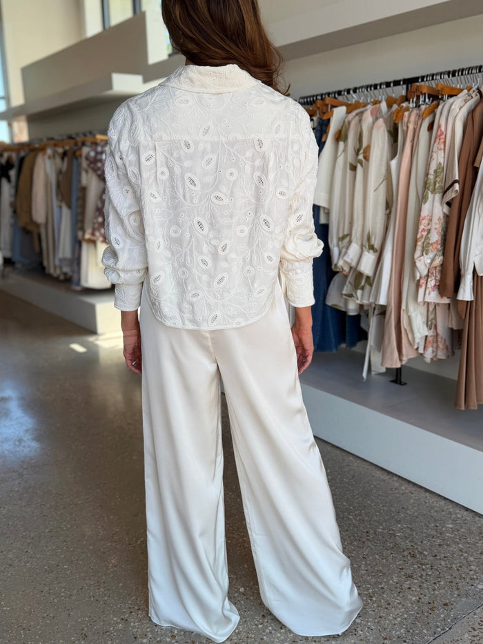 Ivory Farlowe Cropped Button Down Shirt - Amor Lafayette