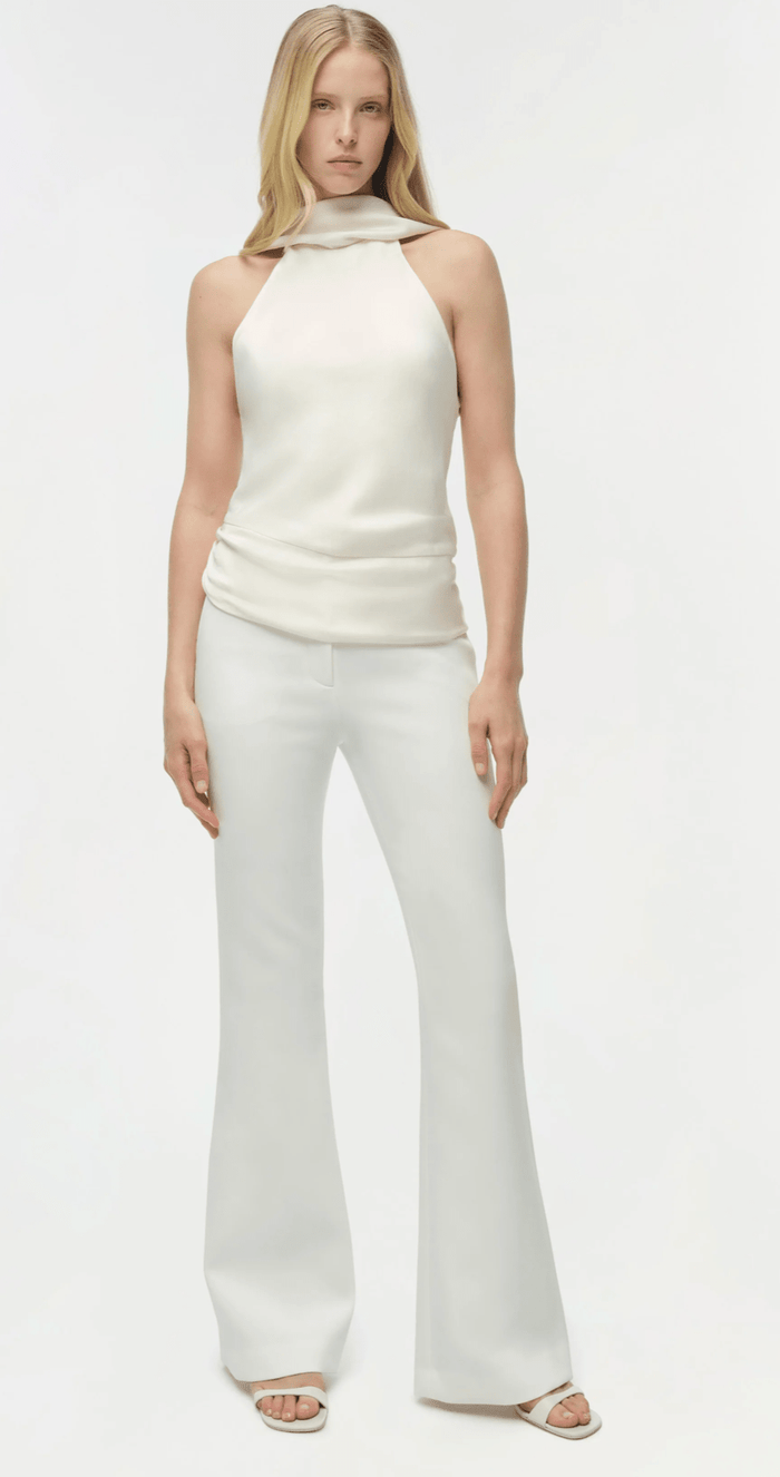 Ivory Samira Satin Cape Top - Amor Lafayette