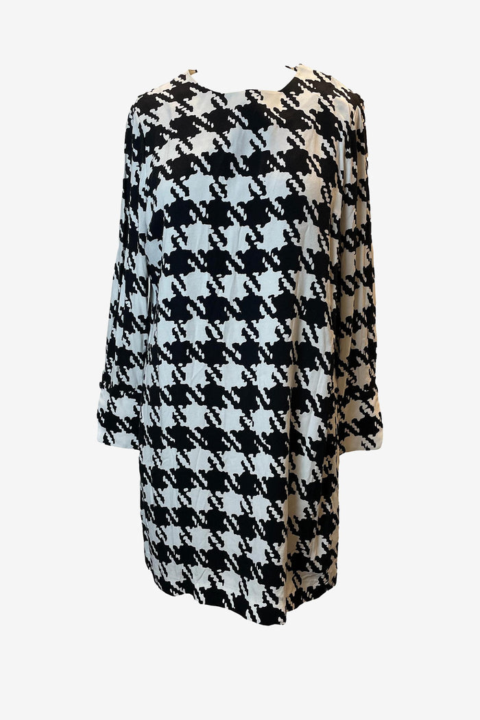Jaeger Houndstooth Shirt Midi Dress