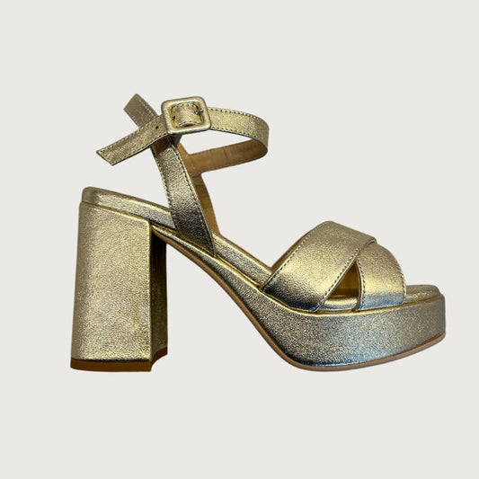 Jane Galland JULIETTE Gold Leather Platform Sandals