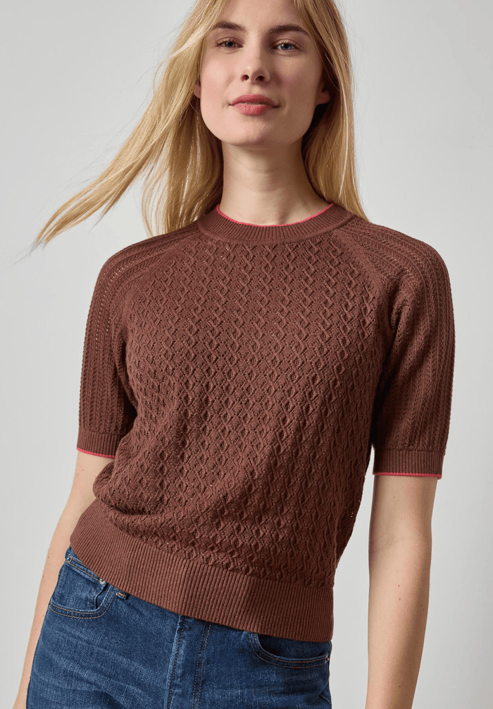 Java Mixed Stitch Crewneck Sweater - Amor Lafayette