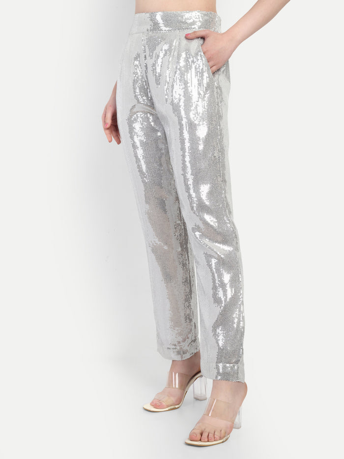 Jeena Pant women’s sequin bottomwear with stylish comfortable fit