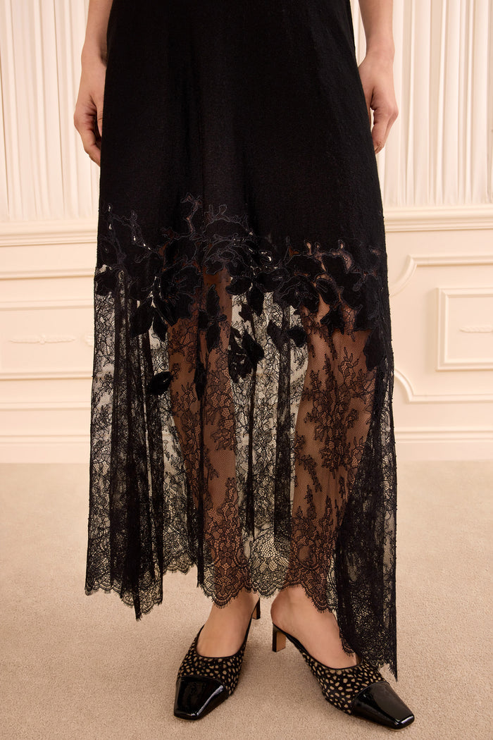 Josina Lace Midi Skirt - Noir