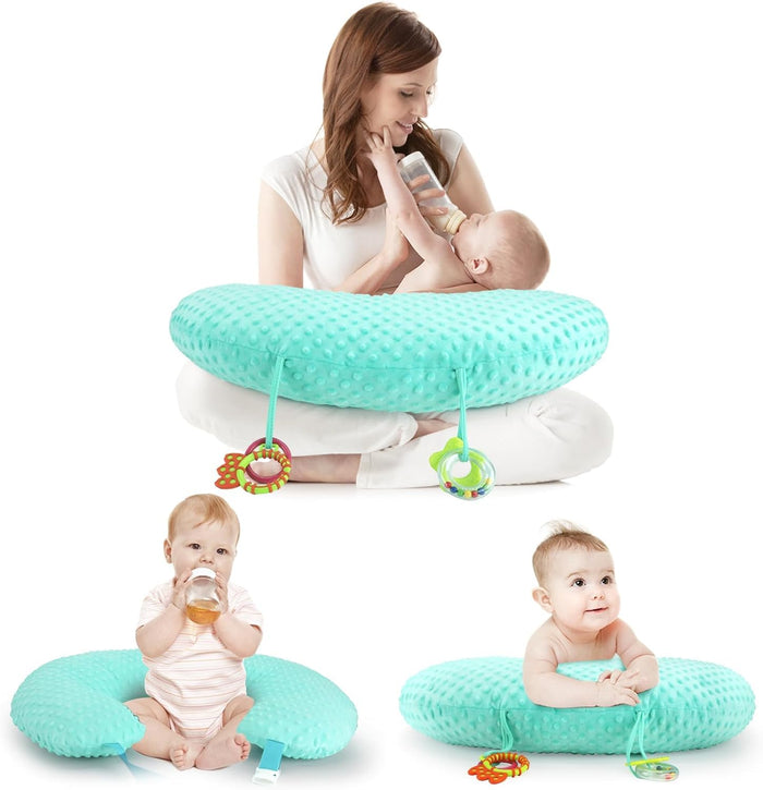 KAKIBLIN Breastfeeding Pillow Multifunctional Baby Feeding Support Nursing Pillow for Tummy Time (Green)