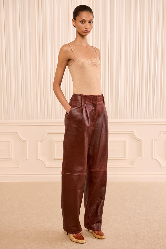 Keiran Leather Pant - Cognac