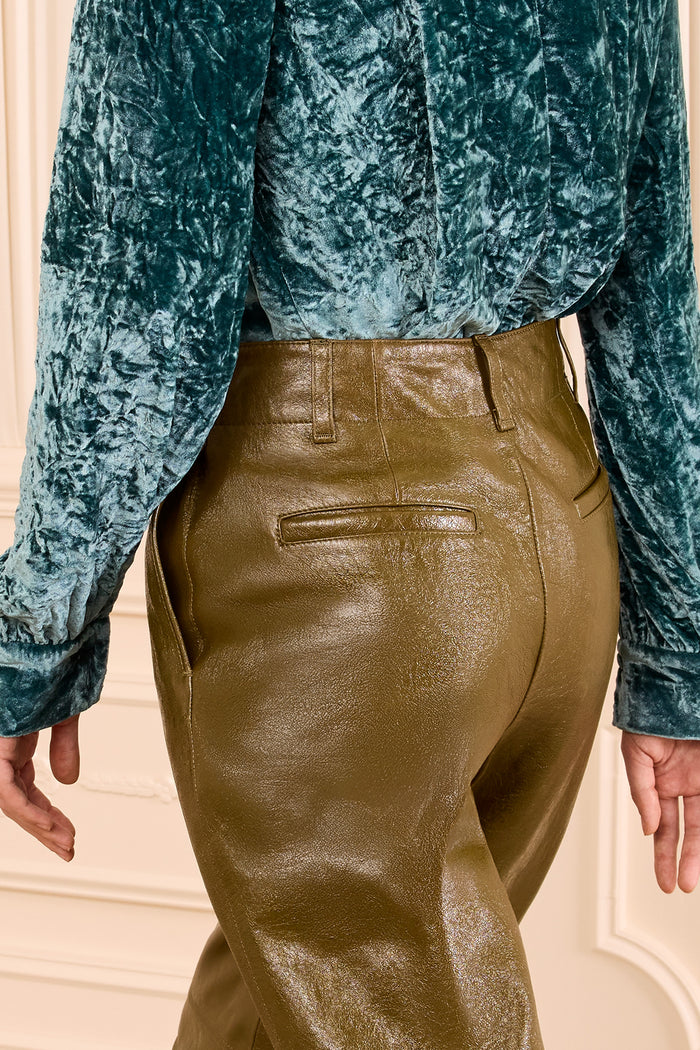 Keiran Leather Pant - Lichen