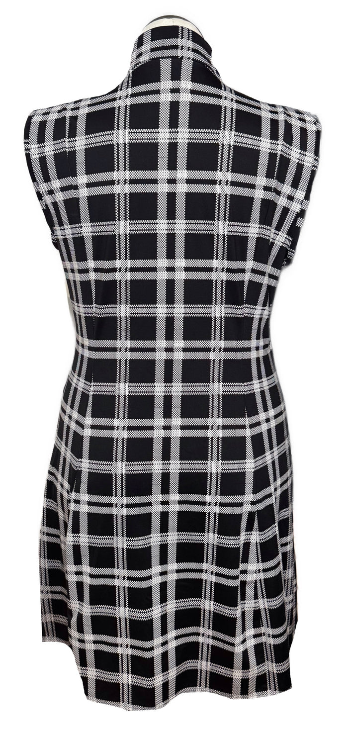 Kinona Black & White Plaid Dress w/ Hot Pink Peekaboo Size L MSP$159