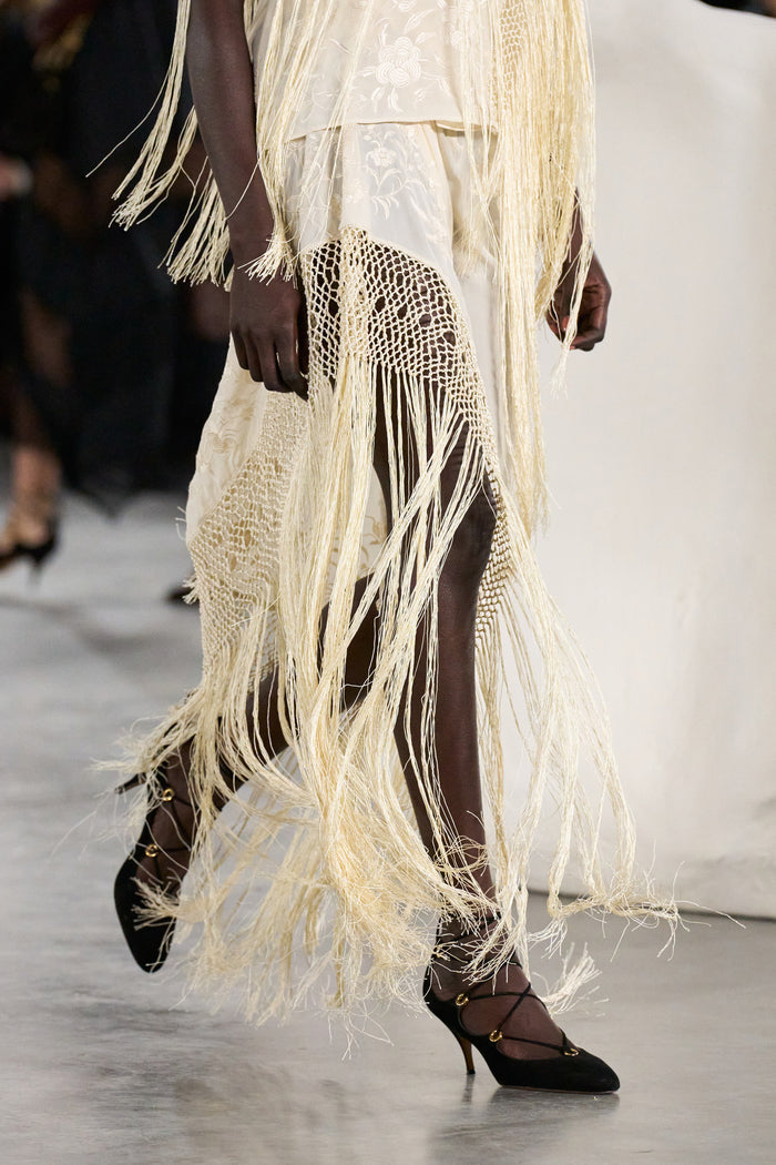 Lark Silk Fringe Skirt - Creme