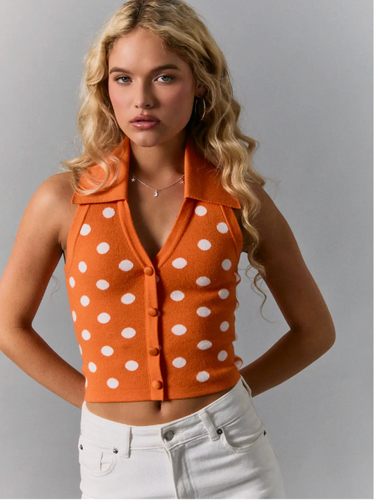 Le Lis Halter Polka Dot Top