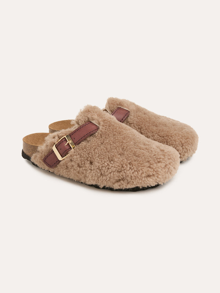 Leather Strap Teddy Clogs