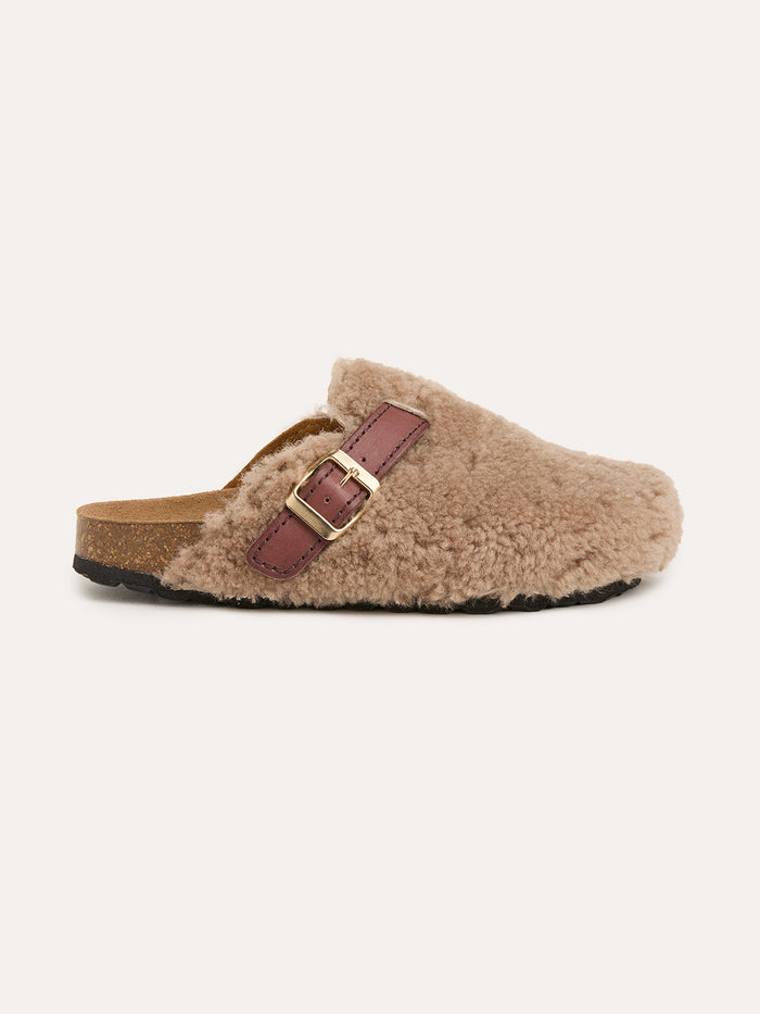 Leather Strap Teddy Clogs