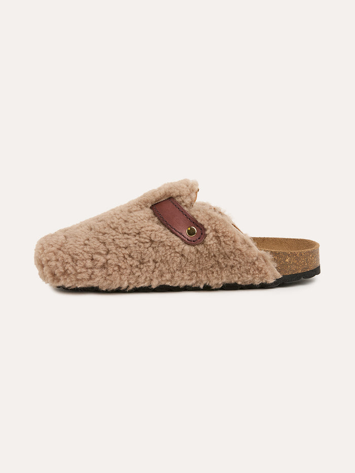 Leather Strap Teddy Clogs