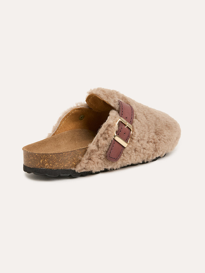 Leather Strap Teddy Clogs