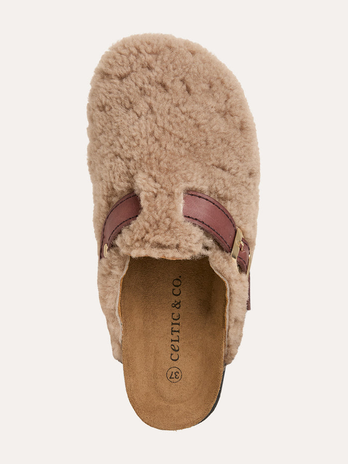 Leather Strap Teddy Clogs