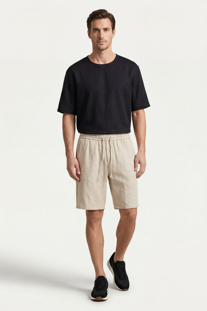 Lecce Linen Drawstring Shorts Beige