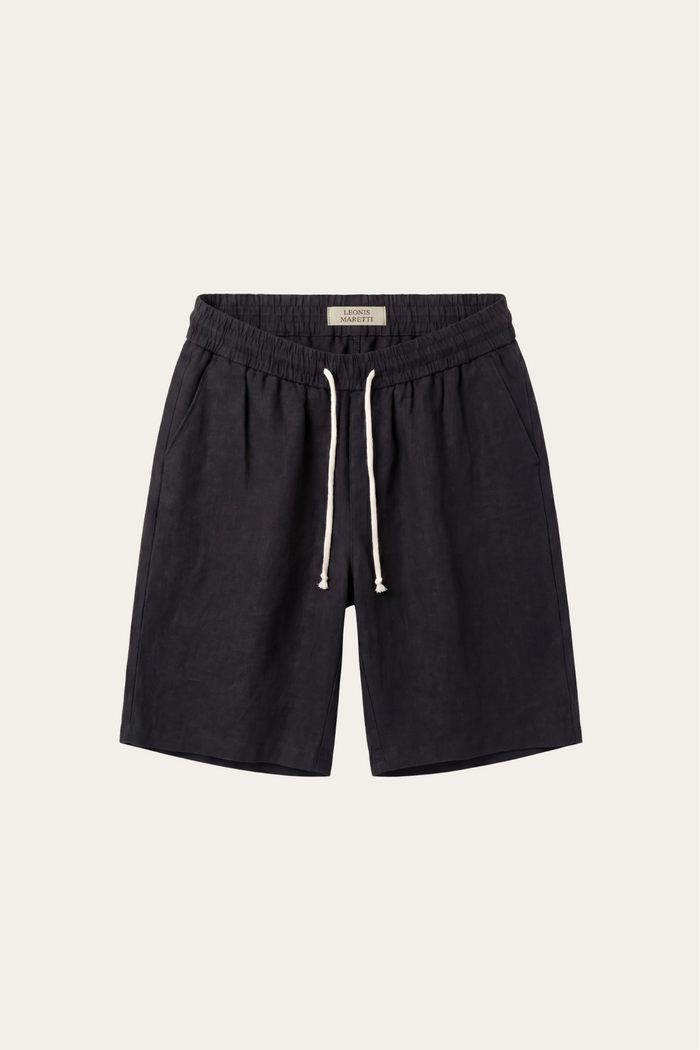 Lecce Linen Drawstring Shorts Black