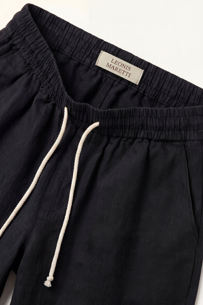 Lecce Linen Drawstring Shorts Black