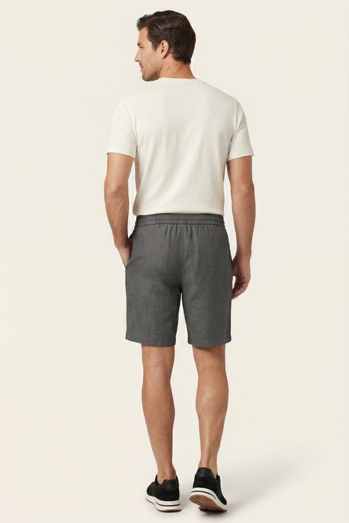 Lecce Linen Drawstring Shorts Dark Grey