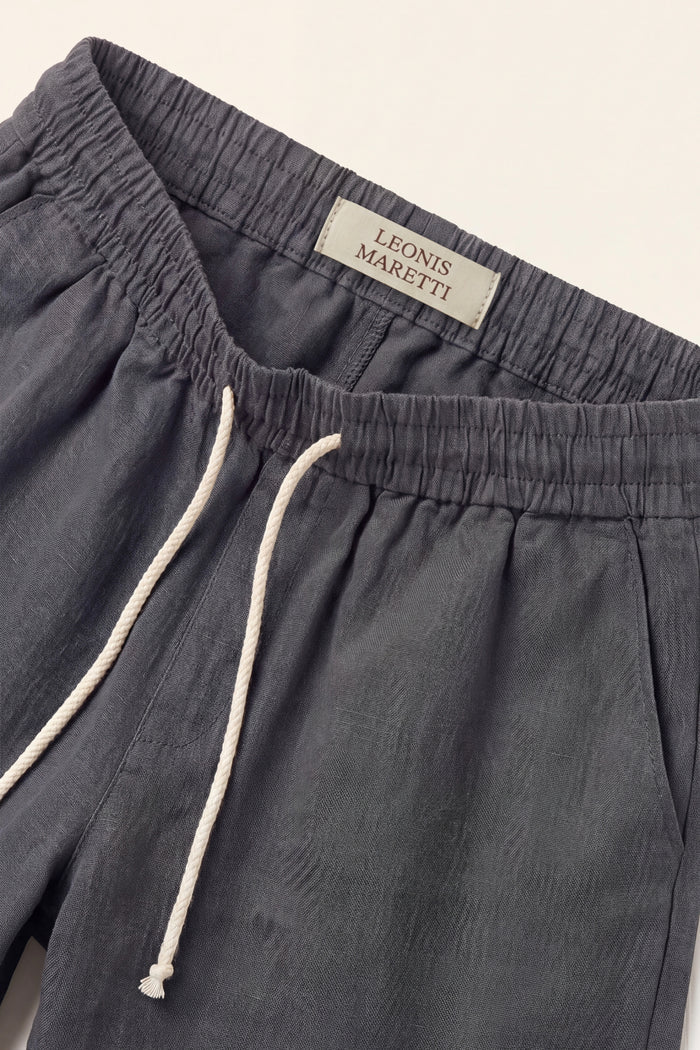Lecce Linen Drawstring Shorts Dark Grey