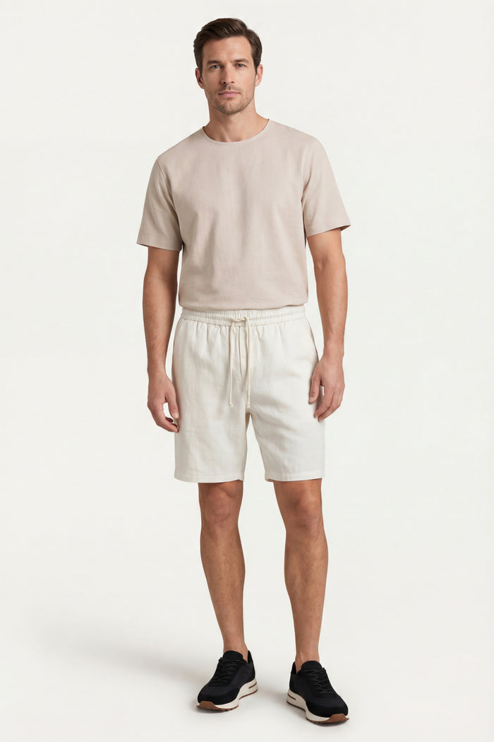 Lecce Linen Drawstring Shorts Ivory