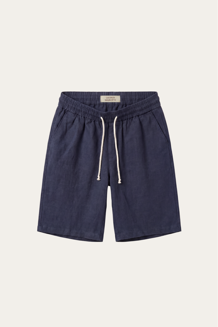 Lecce Linen Drawstring Shorts Navy