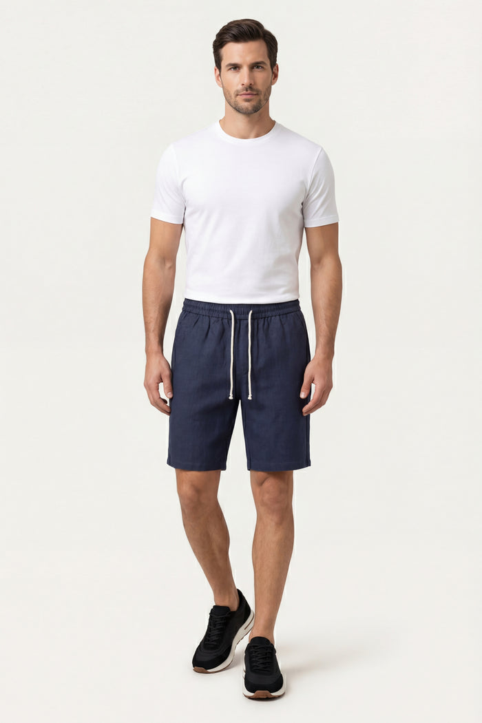 Lecce Linen Drawstring Shorts Navy