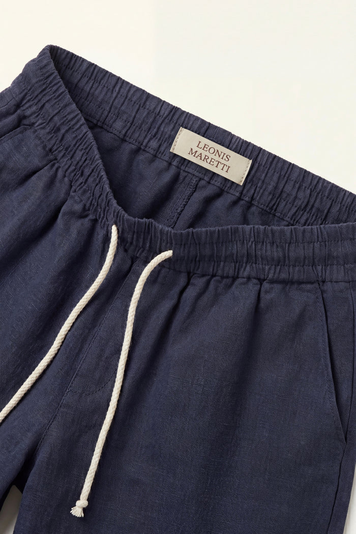 Lecce Linen Drawstring Shorts Navy