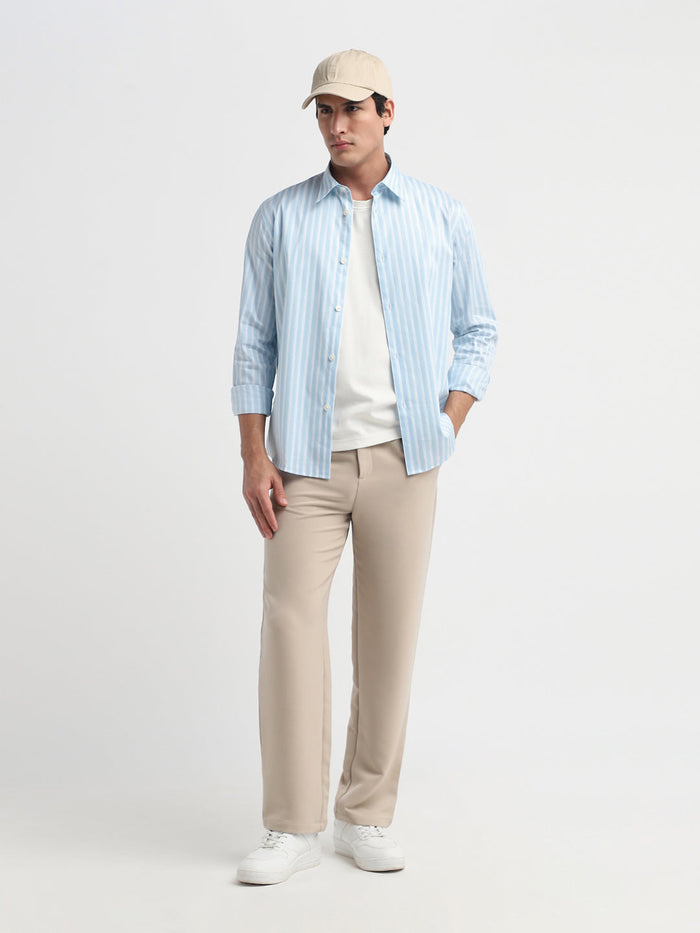 Light Blue Striped Dobby Shirt