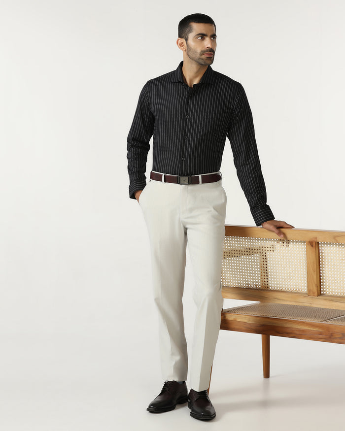 Light Grey Textured Trouser - Chivas