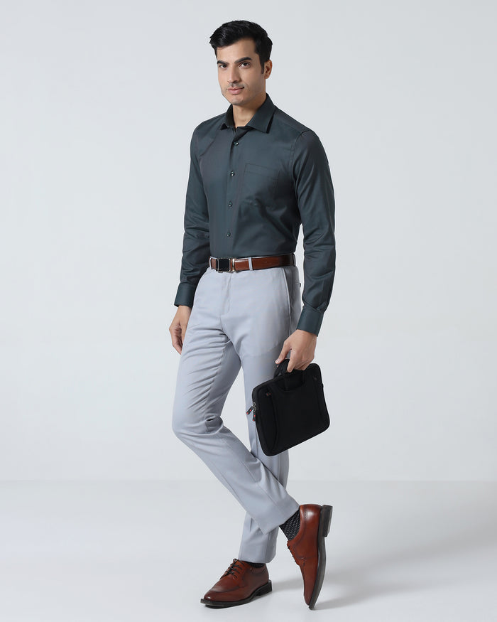 Light Grey Textured Trouser - Peroni