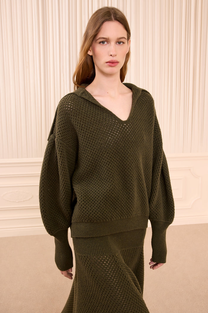 Lila Wool Knit Pullover - Militaire