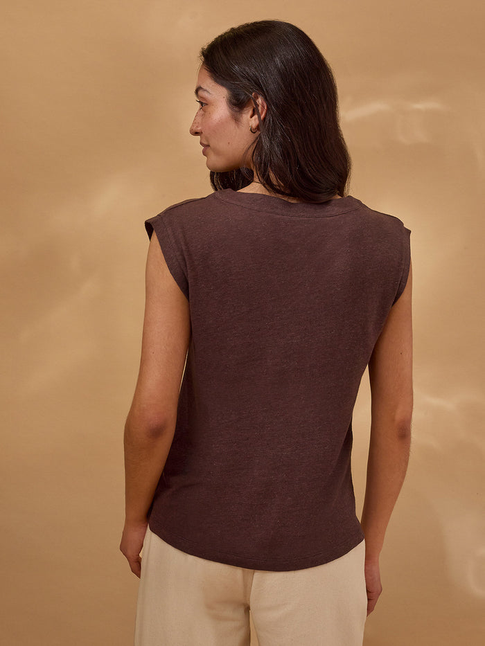 Linen Blend Button Through Top