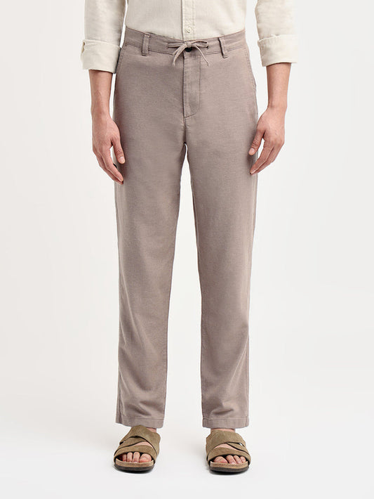 Linen Blend Slim Fit Pants