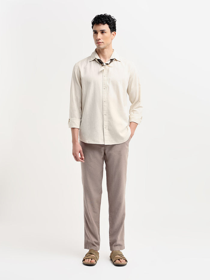 Linen Blend Slim Fit Pants