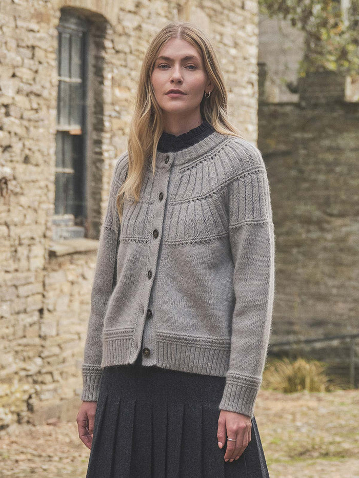 Lofty Textured Yoke Cardigan
