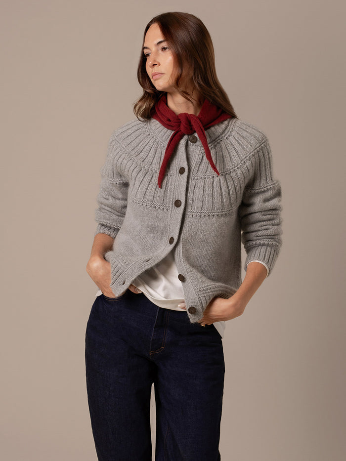 Lofty Textured Yoke Cardigan